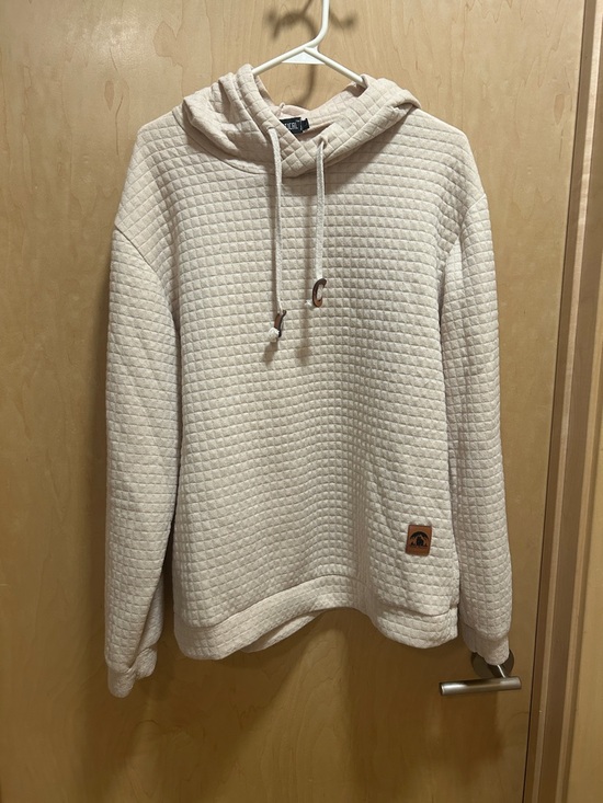Grizzly Tops - Cozy Cream Quilted Hoodie Sweatshirt - Women
